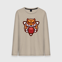 Лонгслив хлопковый мужской Basketball Tiger, цвет: миндальный