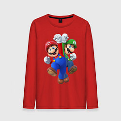 Лонгслив хлопковый мужской Mario Bros, цвет: красный