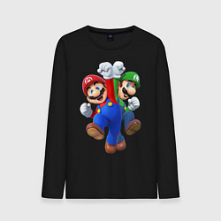 Лонгслив хлопковый мужской Mario Bros, цвет: черный