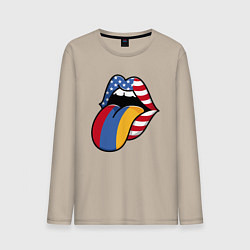 Лонгслив хлопковый мужской Армения - США, цвет: миндальный
