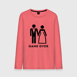 Лонгслив хлопковый мужской GAME OVER МОЛОДОЖЕНЫ, цвет: коралловый