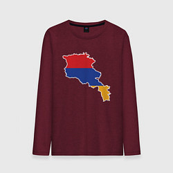 Лонгслив хлопковый мужской Map Armenia, цвет: меланж-бордовый