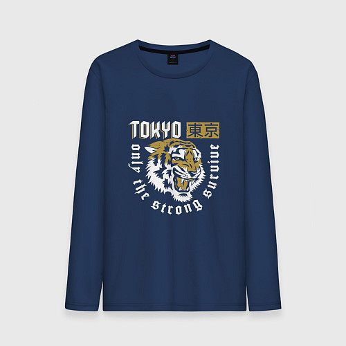 Мужской лонгслив Tiger - Japan / Тёмно-синий – фото 1