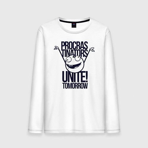Мужской лонгслив Лодыри объединяются завтра / Белый – фото 1