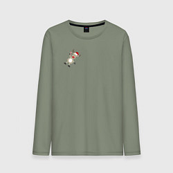 Лонгслив хлопковый мужской Новогодний Олень!, цвет: авокадо