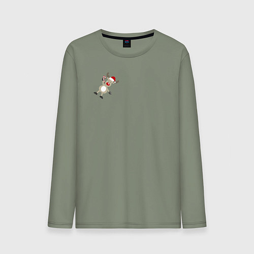 Мужской лонгслив Новогодний Олень! / Авокадо – фото 1