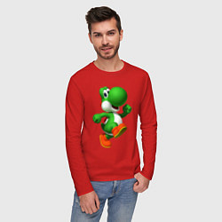 Лонгслив хлопковый мужской 3d Yoshi, цвет: красный — фото 2