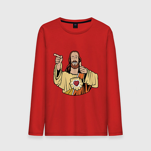 Мужской лонгслив Dogma - smile Jesus like / Красный – фото 1