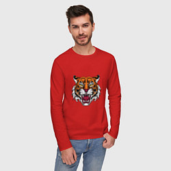 Лонгслив хлопковый мужской Style - Tiger, цвет: красный — фото 2