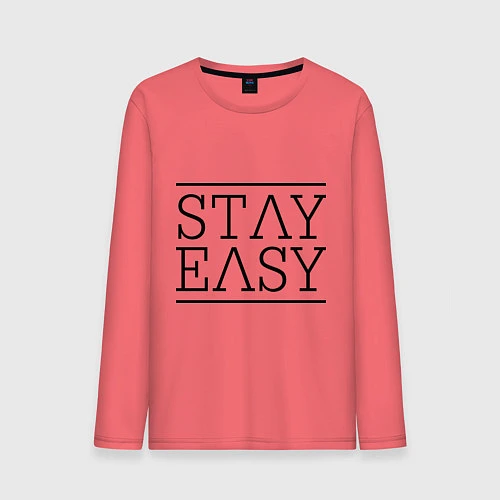 Мужской лонгслив Stay easy / Коралловый – фото 1