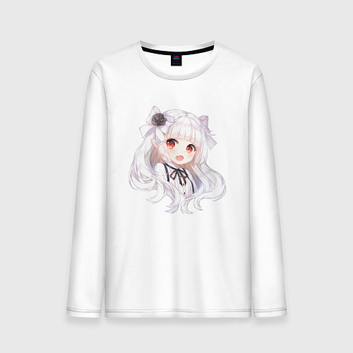 Мужской лонгслив Белая тян / Белый – фото 1