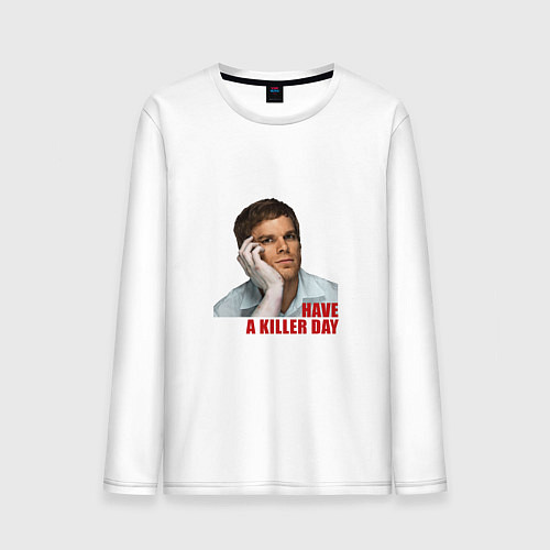 Мужской лонгслив Декстер have a killer day / Белый – фото 1