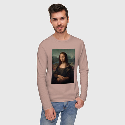 Мужской лонгслив Леонардо да Винчи Мона Лиза дель Джокондо 1503-150 / Пыльно-розовый – фото 3