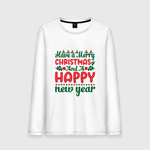 Мужской лонгслив Happy very new / Белый – фото 1