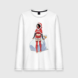 Лонгслив хлопковый мужской Christmas Girl, цвет: белый