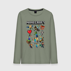 Лонгслив хлопковый мужской МИР МАНКРАФТА, ГЕРОИ И МОНСТРЫ ИГРЫ, цвет: авокадо