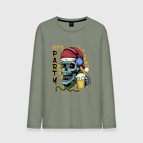 Мужской лонгслив Skull Santa / Авокадо – фото 1