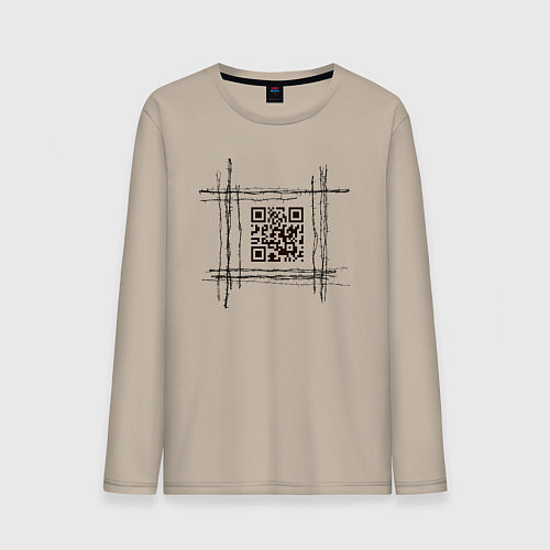 Мужской лонгслив QR за колючкой / Миндальный – фото 1