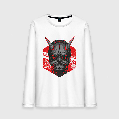 Мужской лонгслив SHLSHK Cyber Skull Collection / Белый – фото 1