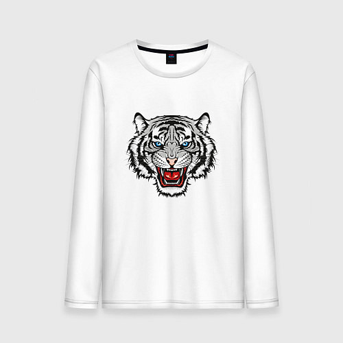 Мужской лонгслив СЕРЫЙ ТИГР 2022 GRAY TIGER / Белый – фото 1