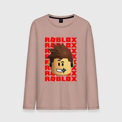 Лонгслив хлопковый мужской ROBLOX RED LOGO LEGO FACE, цвет: пыльно-розовый