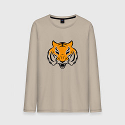 Лонгслив хлопковый мужской Тигр логотип, цвет: миндальный