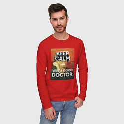 Лонгслив хлопковый мужской Успокойся и сходи к хорошему доктору!, цвет: красный — фото 2