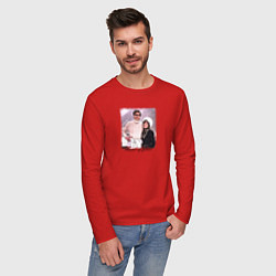 Лонгслив хлопковый мужской Фото Адам & Гага, цвет: красный — фото 2