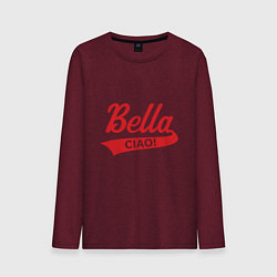 Лонгслив хлопковый мужской Bella Ciao Белла Чао, цвет: меланж-бордовый