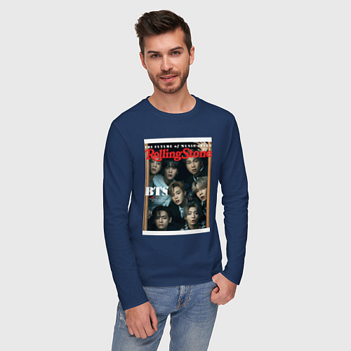 Мужской лонгслив BTS БТС на обложке журнала / Тёмно-синий – фото 3