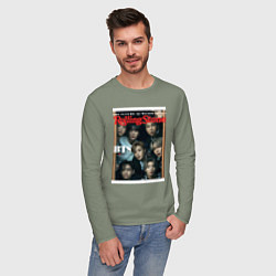 Лонгслив хлопковый мужской BTS БТС на обложке журнала, цвет: авокадо — фото 2