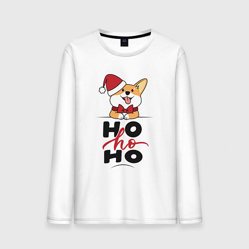 Мужской лонгслив Corgi Ho ho Ho / Белый – фото 1