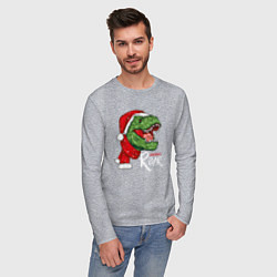 Лонгслив хлопковый мужской T-rex Merry Roar, цвет: меланж — фото 2