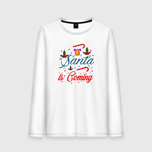 Мужской лонгслив Christmas Santa is Coming / Белый – фото 1