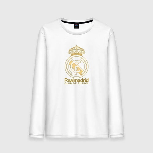 Мужской лонгслив Real Madrid gold logo / Белый – фото 1