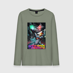 Лонгслив хлопковый мужской Arm Cannon Poster Metroid Dread, цвет: авокадо