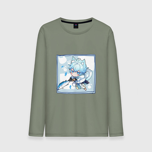 Мужской лонгслив Котик Чун Юй в деле / Авокадо – фото 1