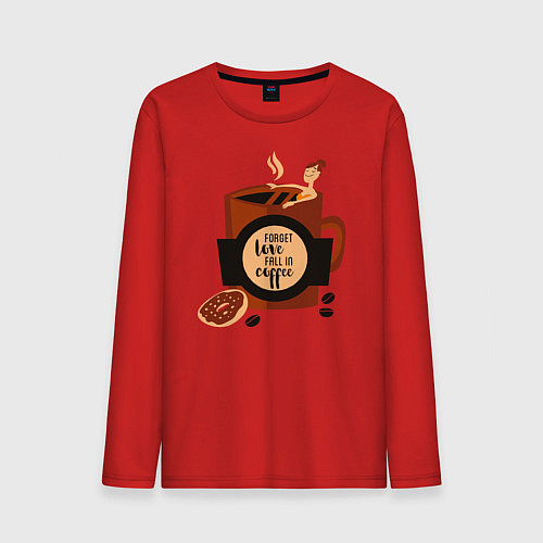Мужской лонгслив Девушка в чашке кофе / Красный – фото 1