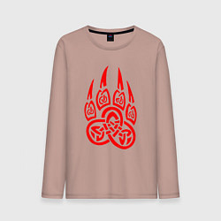 Мужской лонгслив ПЕЧАТЬ ВЕЛЕСА КРАСНЫЙ ЛАПА ВОЛКА