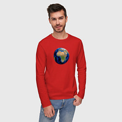 Лонгслив хлопковый мужской Планета солнечной системы земля, цвет: красный — фото 2