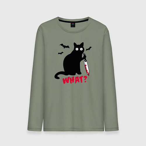 Мужской лонгслив What? Кот маньяк / Авокадо – фото 1