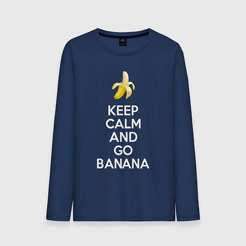 Мужской лонгслив Keep calm and go banana / Тёмно-синий – фото 1