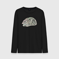 Мужской лонгслив Спящий котик имитация вышивки