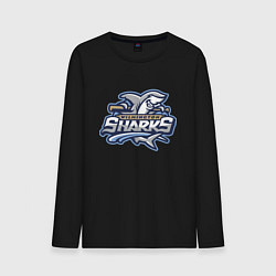 Лонгслив хлопковый мужской Wilmington sharks -baseball team, цвет: черный