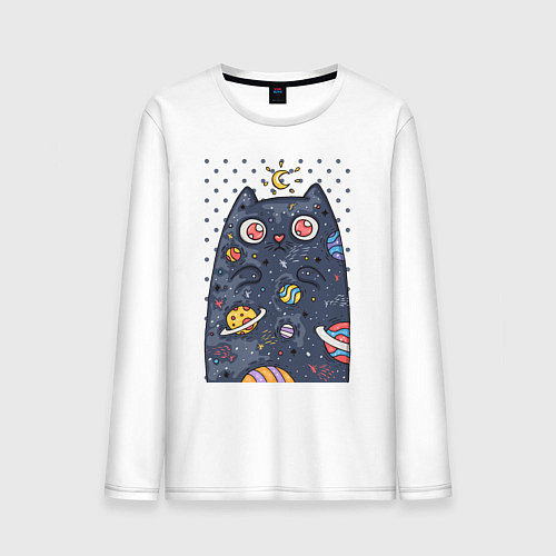Мужской лонгслив Лунный КотЭ / Белый – фото 1