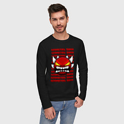 Лонгслив хлопковый мужской GEOMETRY DASH КРАСНЫЙ ОГНЕННЫЙ ДЕМОН, цвет: черный — фото 2