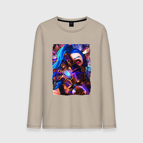 Мужской лонгслив ARCANE LOL JINX FACE LEAGUE OF LEGENDS / Миндальный – фото 1