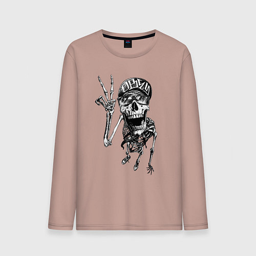 Мужской лонгслив Skeleton dude / Пыльно-розовый – фото 1