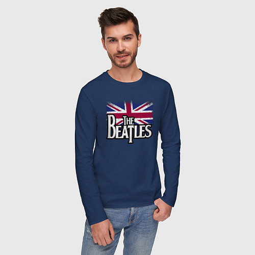 Мужской лонгслив The Beatles Great Britain Битлз / Тёмно-синий – фото 3