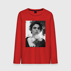 Лонгслив хлопковый мужской Timothee Chalamet с розами, цвет: красный